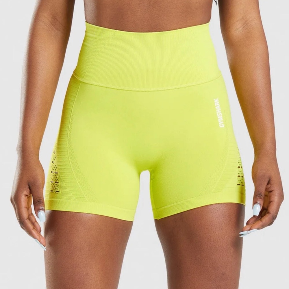 Gymshark Energy Seamless Neon Yellow Biker Shorts Size Small